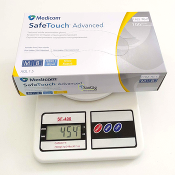 Нітрилові рукавички Medicom SafeTouch Advanced, щільність 4 г. - жовті (100 шт) M (7-8)