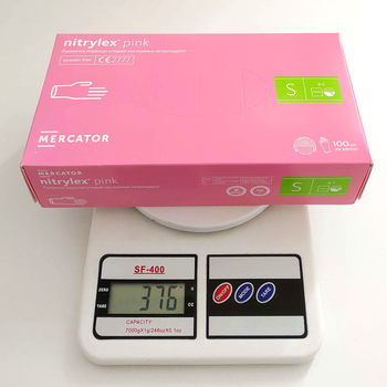 Нітрилові рукавички Nitrylex® Pink, щільність 3.5 г. — рожеві (100 шт.) S (6-7)