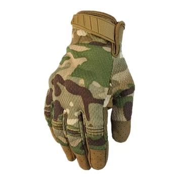 Перчатки тактические FG FQ2023 Хаки камуфляж XL полнопалые с защитой на костяшках + сенсорные нашивки
