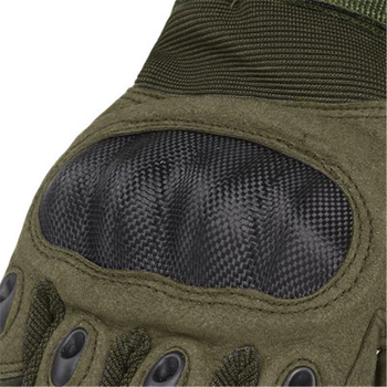 Рукавички тактичні FG FQ20T001 Зелений XL повнопалі із захистом на кісточках + сенсорні нашивки