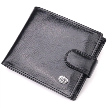 Мужской бумажник из натуральной гладкой кожи в два сложения ST Leather 19409 Черный 4504093
