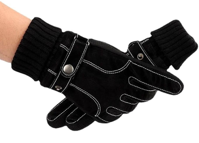 Мужские замшевые зимние перчатки черные Touch