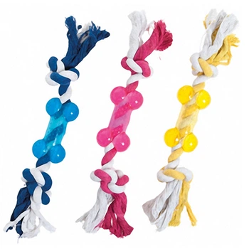 Іграшка для цуценят та собак, латексна кістка на мотузці Flamingo Good4Fun Bone With Rope (1030995)