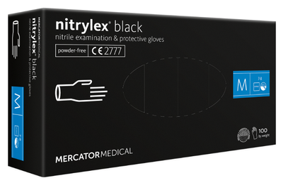 Нітрилові рукавички М (7-8) чорні Nitrylex® PF Black