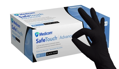 Нитриловые перчатки L (8-9) черные Medicom SafeTouch Advanced Black