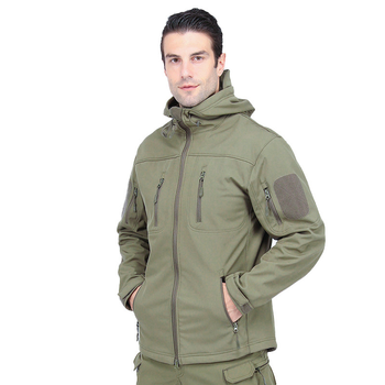 Тактическая куртка Lesko A013 Green M флисовая водонепроницаемая мужская куртка с капюшоном TK_2359