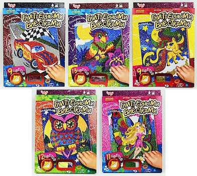 Розмальовка глиттерными блискітками DANKO TOYS (РГН-02-01,02,03,04,05)