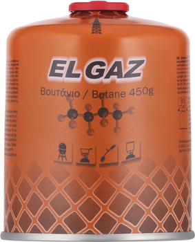 Балон-картридж газовий EL GAZ ELG-400, бутан 450 г, для газових пальників, з двошаровим клапаном, одноразовий (104ELG-400)