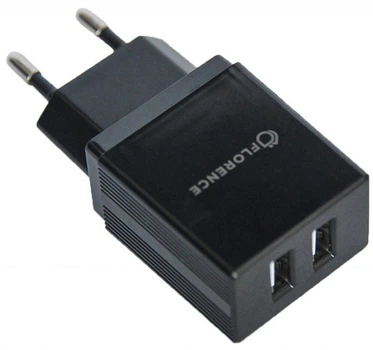 Сетевое зарядное устройство Florence 2USB 2A microUSB cable Black