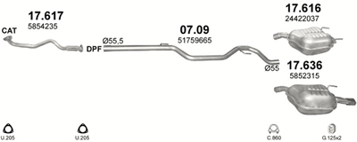 Глушитель POLMO Opel Vectra C 1.9 CDTi Polmostrow (17.636) (Polmo-17.636)