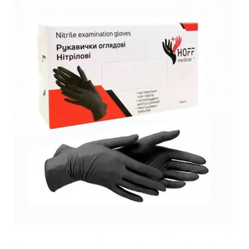 Перчатки нитриловые черные HOFF MEDICAL (10уп./коробка) нестерильные цвет черный размер L