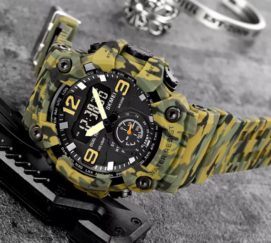 Тактические военные часы Skmei Premium 57520 (Серия Military) Зеленые хаки