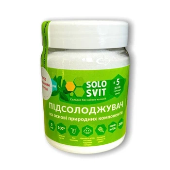 Підсолоджувач SoloSvit Stevia банка 200г (5 раз солодше цукру)