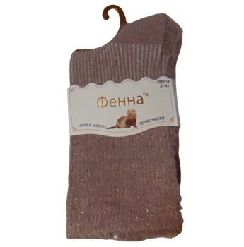 Норковые носки с люрексом Фенна 6014 37-41 кофейные