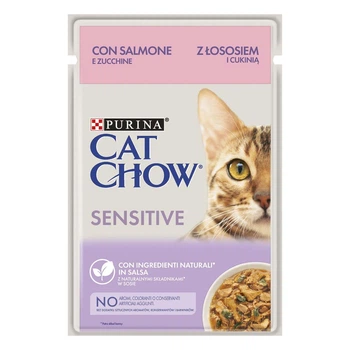 Вологий корм для котів Cat Chow Sensetive Adult 85 г - лосось та кабачок