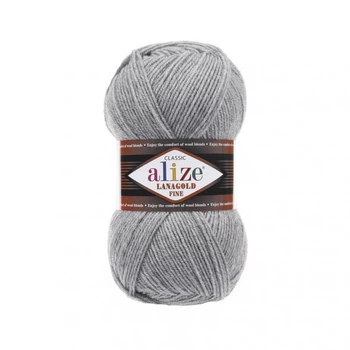 Пряжа Alize Lanagold Fine 21 Сірий меланж