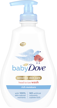 Детский гель для душа Dove Baby Интенсивное увлажнение от макушки до пяточек 400 мл (8710908657467)