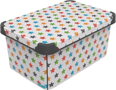 Коробка Qutu Style Box Colored Stars з кришкою 10 л Різнобарвна (STYLE BOX с/к COLORED STARS 10л.)