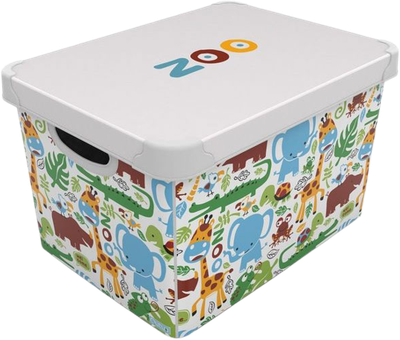 Коробка Qutu Style Box Zoo з кришкою 20 л Різнобарвна (STYLE BOX с/к ZOO 20л.)