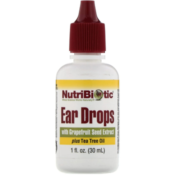 Вушні каплі с екстрактом насіння грейпфрута та олією чайного дерева NutriBiotic Ear Drops 30 мл