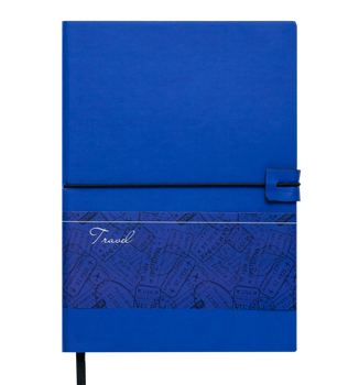 Блокнот діловий BM.29521102-02, TRAVEL LOGO2U А5, 96 арк, клітинка, обкладинка штуч шкіра, син (50)