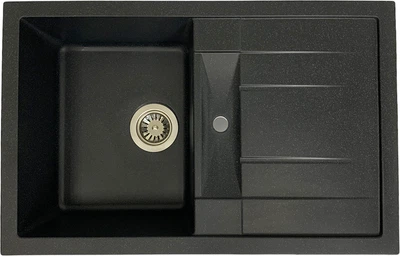 Кухонна мийка граніт ADAMANT Fort 770х495x200 Чорний-03 з сифоном Nova