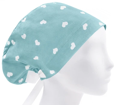 Медицинская шапочка женская HeadwearUniverse универсальная принт Cердечки белые маленькие
