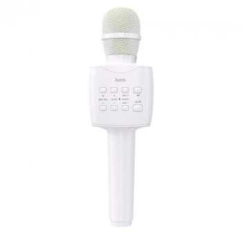 Микрофон-караоке беспроводной HOCO BK5 "Cantando" (Bluetooth, USB слот, 1-динамик) White
