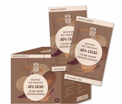 Густой горячий шоколад WOW CACAO Rich Mild 44 саше по 23 г (1,012 кг)