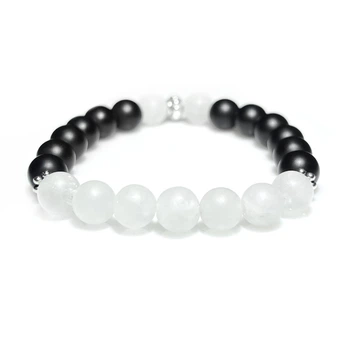 Браслет из натуральных камней Stonest Line White Black 14 (br032-14)