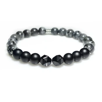 Браслет из натуральных камней Stonest Line Black Grey №1 17 (br028-17)