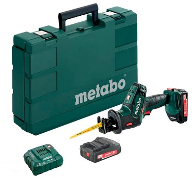 Аккумуляторная сабельная пила Metabo SSE 18 LTX Compact + 2 акб 18 V 2 Ah + з/у + кейс (602266500)