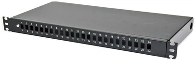 Оптична панель CMS 24 порти SC-Simplex/LC-Duplex, 1U, фіксована, порожня, Чорна (UA-FOPF24SCS-B)