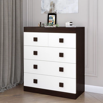 Комод Эверест Соната-3 80×38×94 см, венге + белый, с 5 выдвижными ящиками, комод для одежды, белья и хранения вещей в спальню, гостиную, прихожую