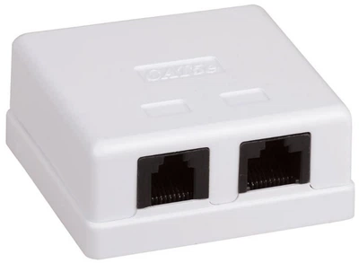 Комп'ютерна розетка подвійна комбінована Hypernet UTP RJ45 + RJ12 Cat.5e + Cat.3 неекранована зовнішня (MBD-UTP-86)