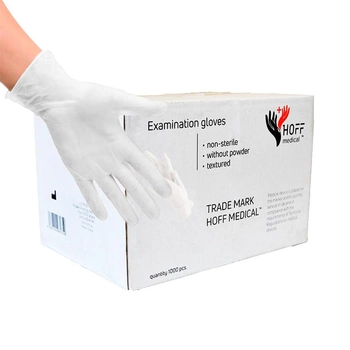 Перчатки латексные HOFF MEDICAL припудренные (10 упаковок/коробка) нестерильные размер XL