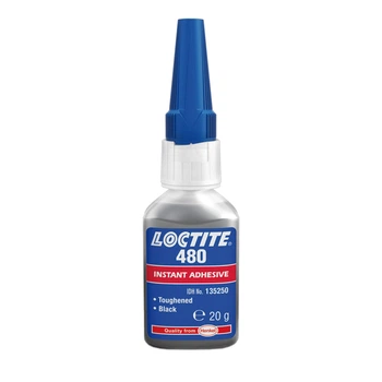Еластичний миттєвий клей Loctite 480 (20 г)Ціаноакрилат, армований гумою, низької в'язкості, для металів і гуми, чорний