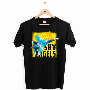 Футболка черная с патриотическим принтом "Sky Angels. Небесные ангелы" Push IT, S
