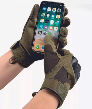 Рукавички тактичні повнопалі touchscreen для військових Combat Touch Хакі L