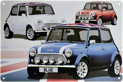 Металева табличка "Mini Cooper (White, Red, Blue)" (ms-001289)