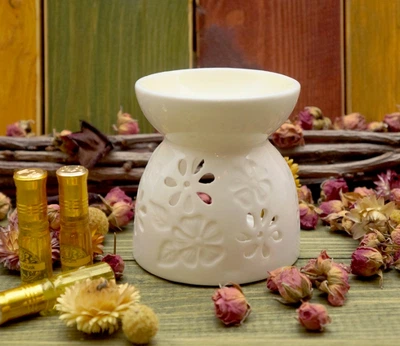 Аромалампа керамическая Классика цветы Желтая
