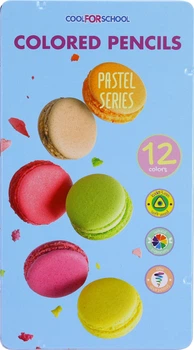 Кольорові тригранні олівці Cool for School Pastel Преміум в металевій коробці 12 кольорів (CF15188)