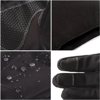 Рукавички тактичні водовідштовхувальні зимові камуфляжні перчатки утеплені флісом Combat Camo чорні XL