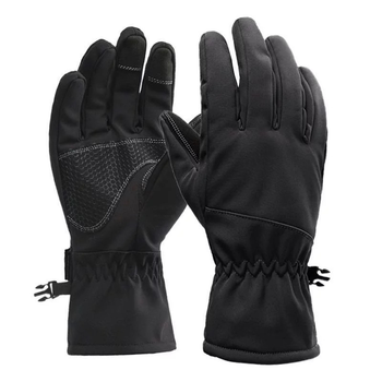 Перчатки тактические водоотталкивающие зимние камуфляжные перчатки утепленные флисом Combat Camo черные L