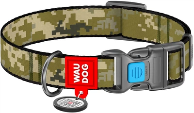 Нашийник для собак нейлоновий WAUDOG Nylon з QR-паспортом малюнок "Мілітарі" пластиковий фастекс M Ш 20 мм Дов 28-40 см (281-4026Collar)