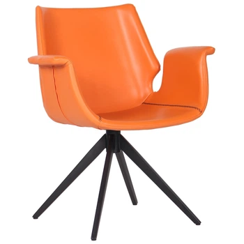 Крісло для ресторанів Vert orange leather 860*720*680 Сталь/Шкіра, колір чорний/помаранчевий AMF