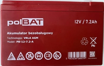Аккумуляторная батарея PolBAT 12V 7.2AH (PB-12-7,2-A) AGM