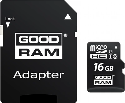 Карта памяти Goodram microSDHC 16GB UHS-I U1 + SD-адаптер (M1AA-0160R12)