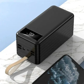 Павербанк Power bank 4 роз'єми I-Battery 60000 mAh з ліхтариком Чорний