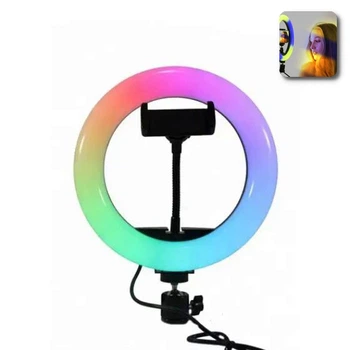Кольцевая лампа селфи кольцо разноцветное Ring Light MJ20 RGB LED 20 см на USB